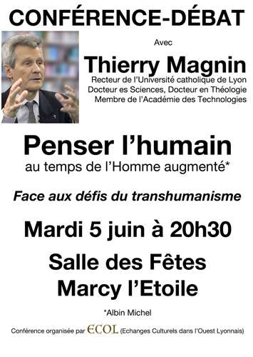 Affiche conférence débat "Penser L'humain" - Thierry Magnin